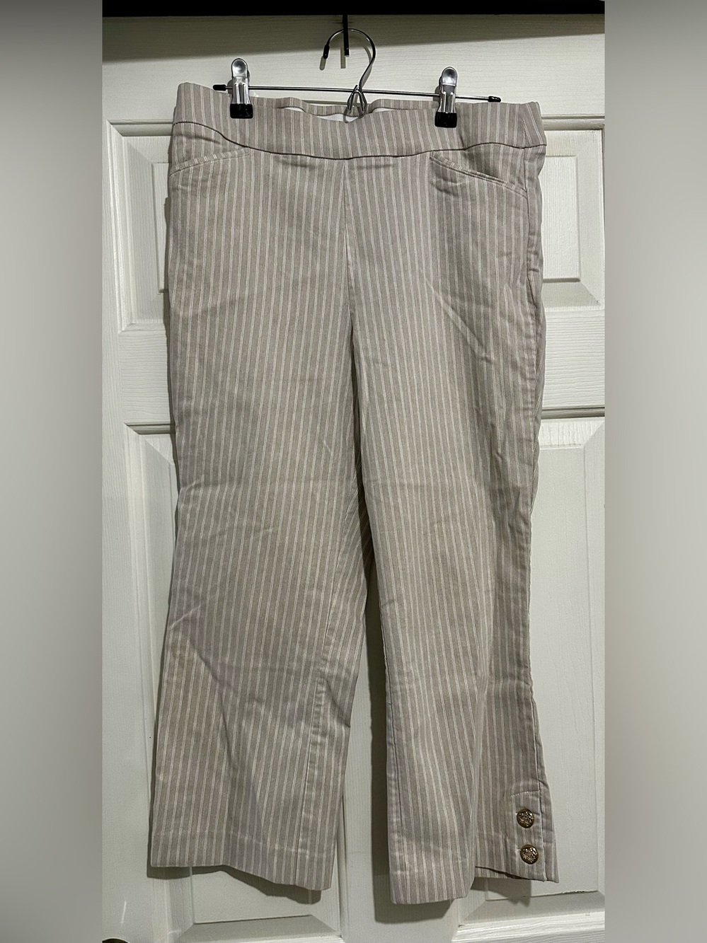 Counterparts Beige Pinstripe Capri Chinos